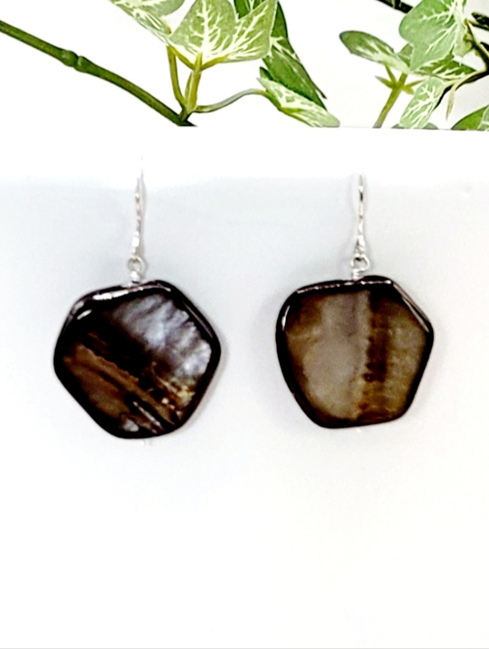 Sterling Silver And Natural Stone Drop Earrings New